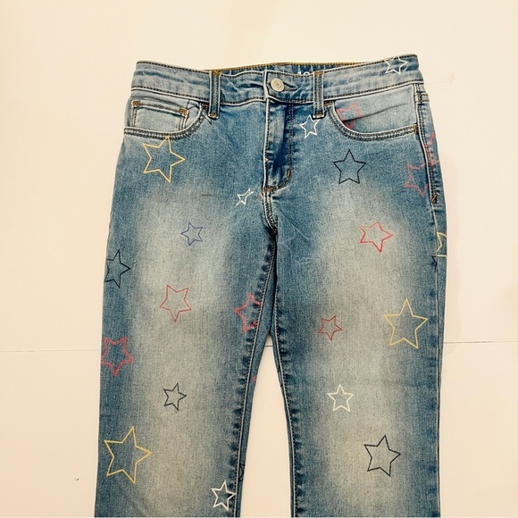 Gap Kids Star Printed Super Skinny Ankle Denim Jeans Light Wash Raw Hems Sz 10 - Picture 11 of 14